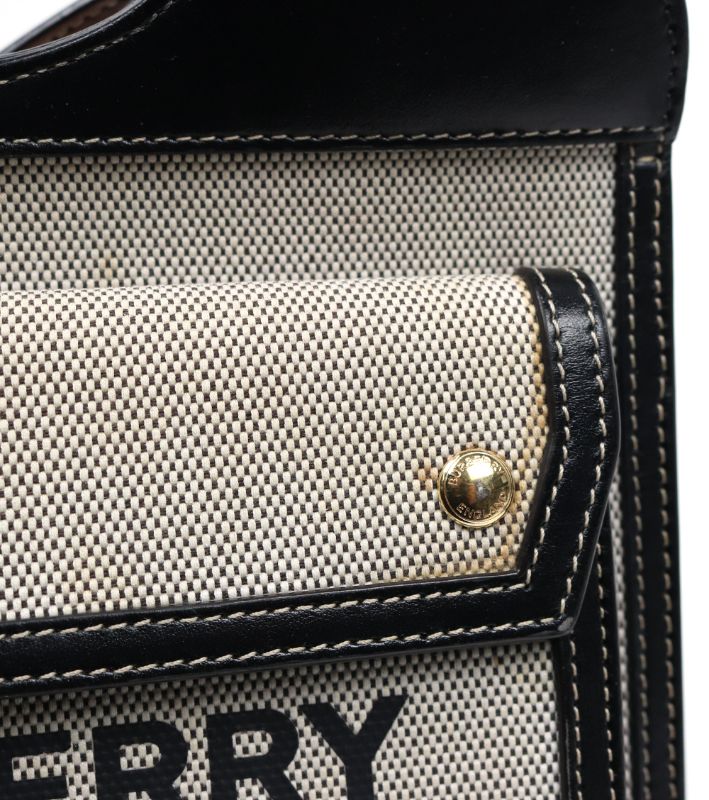 Burberry Black Two-tone Canvas and Leather 2WAY Bag