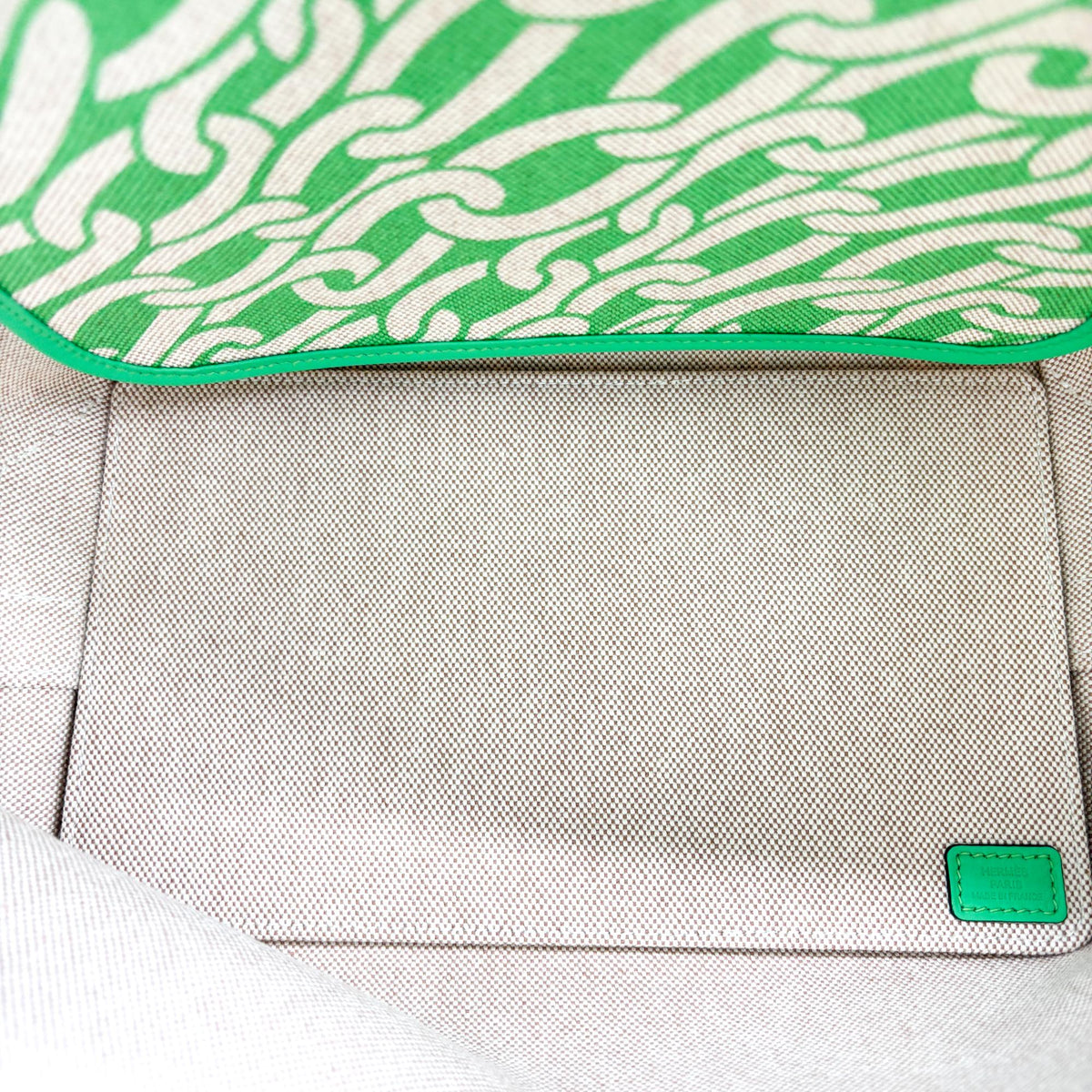 Sac cabas Hermès Stipple 28 Ecru Vert
