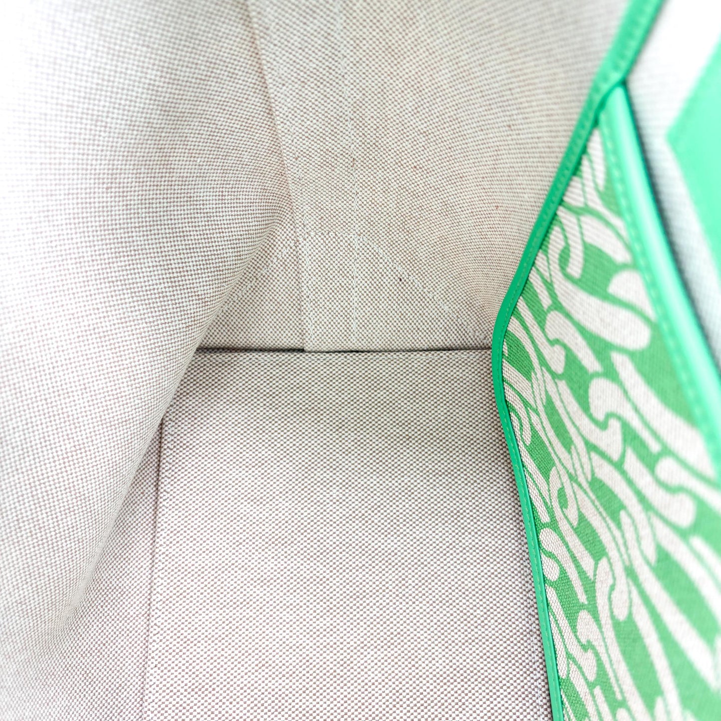 Sac cabas Hermès Stipple 28 Ecru Vert