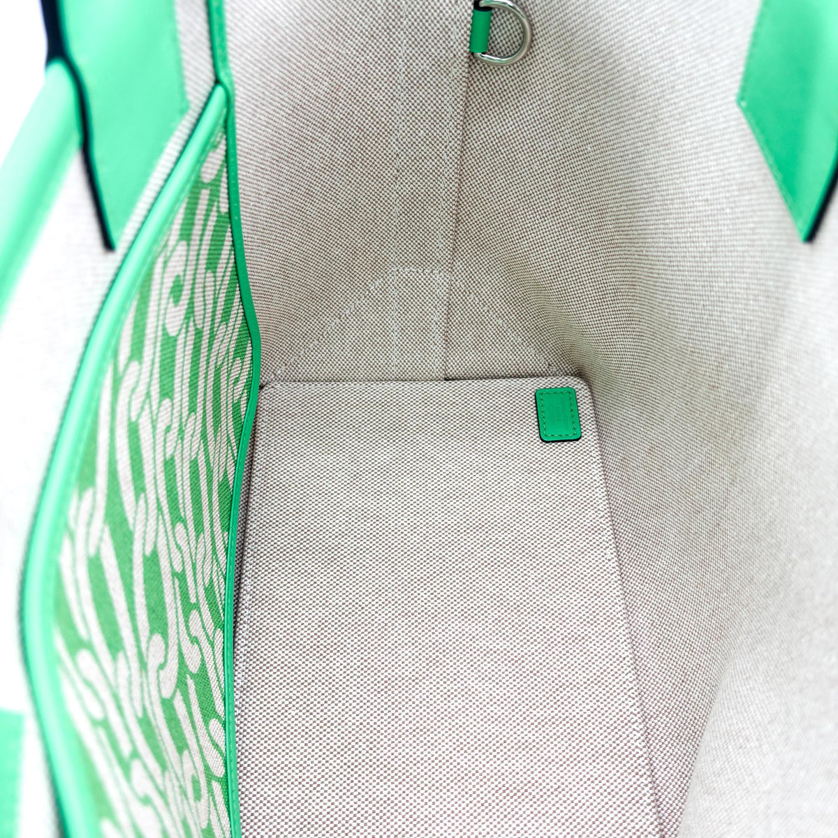 Sac cabas Hermès Stipple 28 Ecru Vert