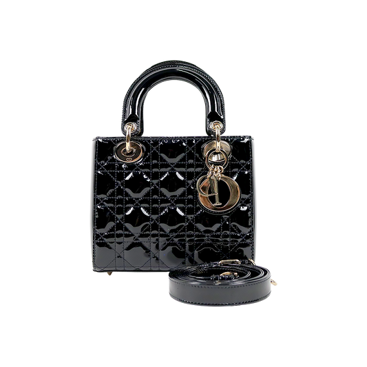 Dior Small Black Faden Lady Bag