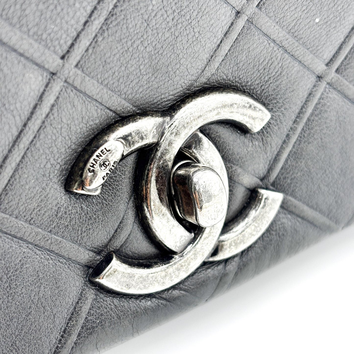 Chanel Vintage Classic Single Flap Bag Medium Lambskin Black Silver Hardware