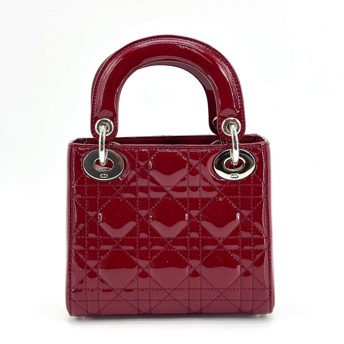 Sac Mini Lady Dior Dior Rouge Cerise Verni Accastillage Argenté