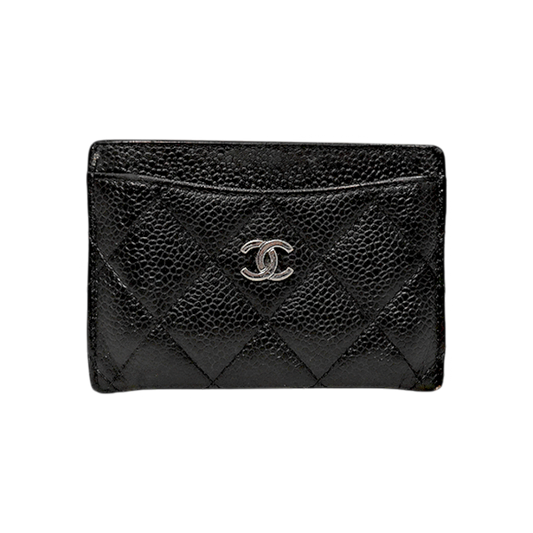 Chanel Black Caviar Skin Card Holder Wallet