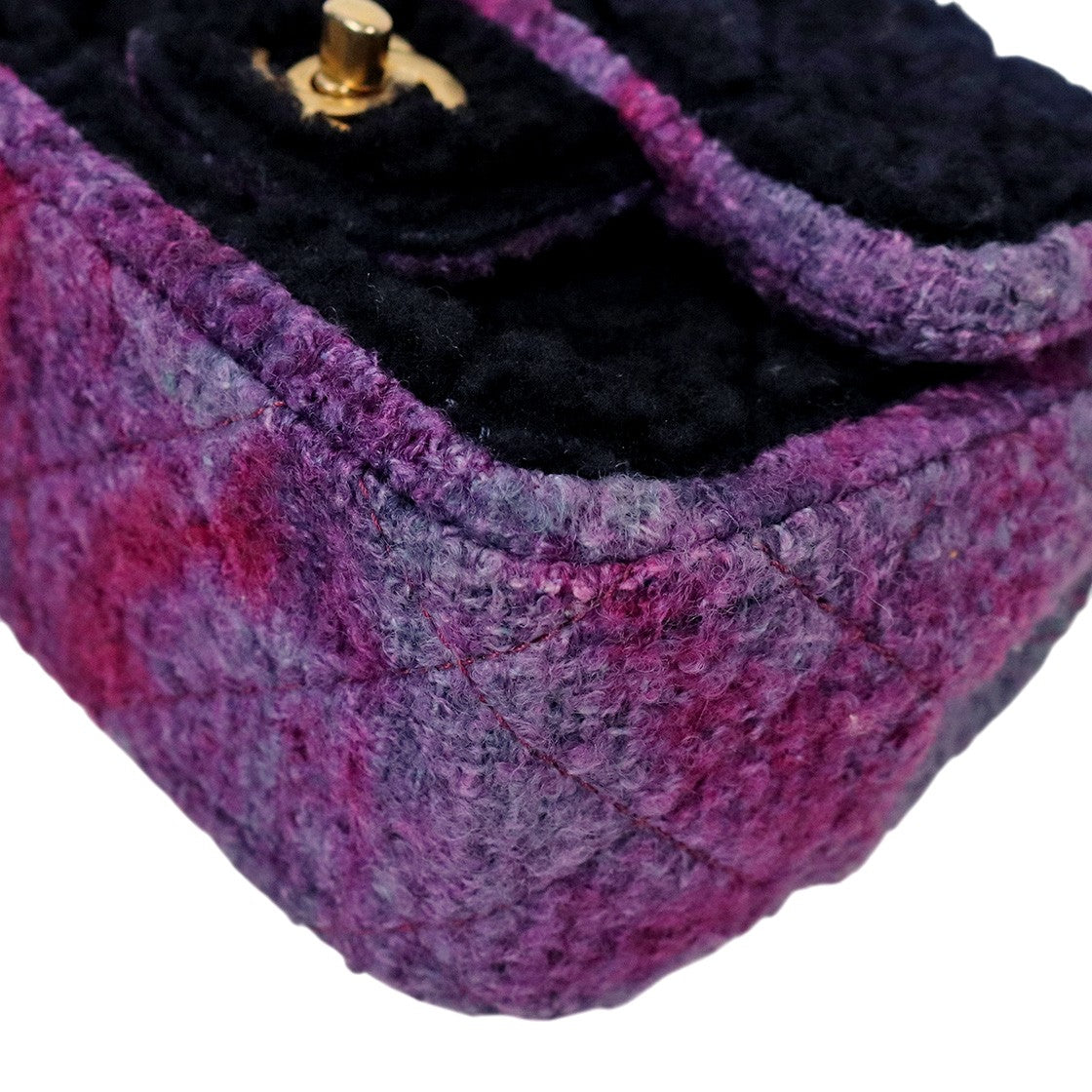 Chanel Black and Purple Shearling Flap Crossbody Bag