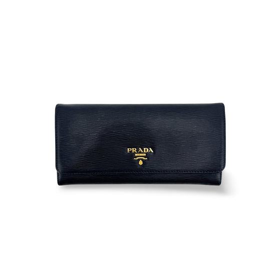 Prada Vitello Move Long Wallet Black