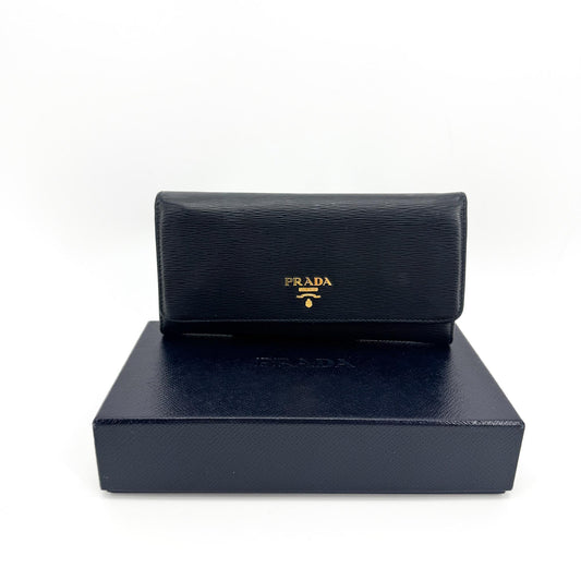 Prada Vitello Move Long Wallet Black