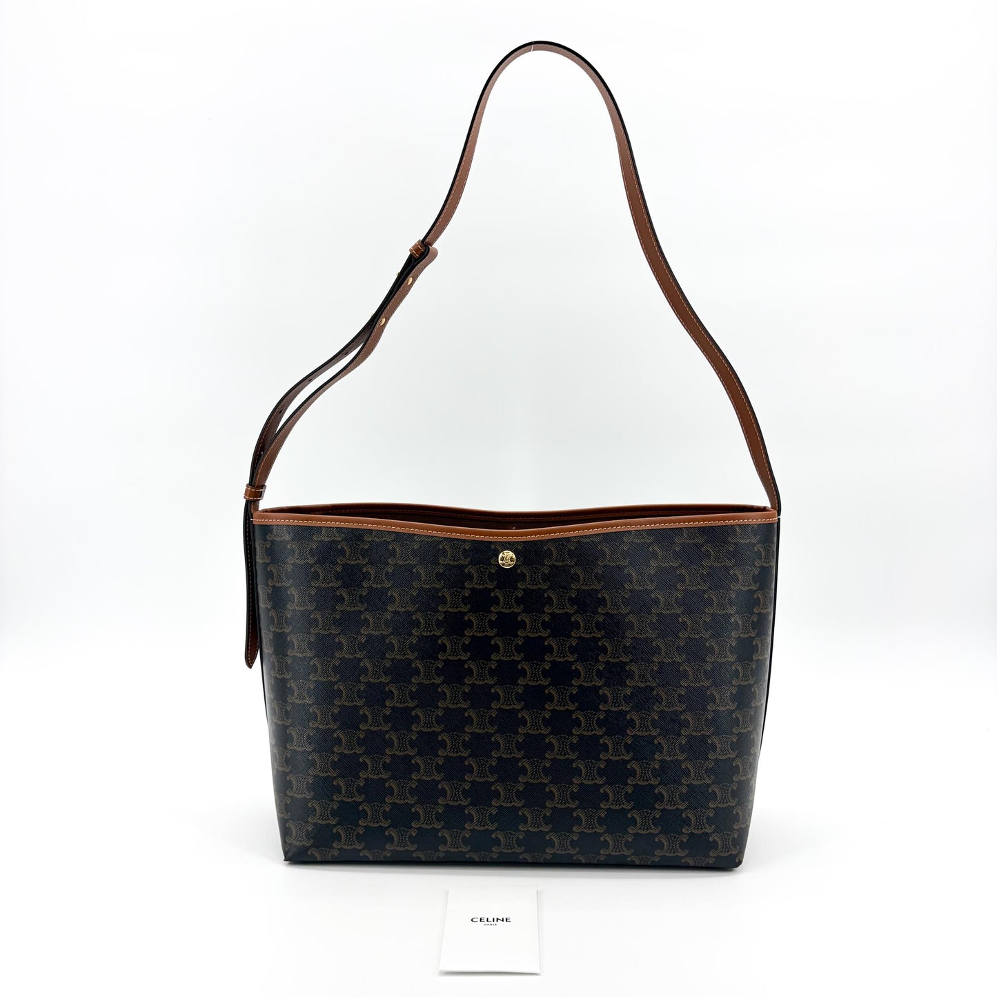 Celine Medium Bucket Bag Triomphe Canvas and Calfskin Tan