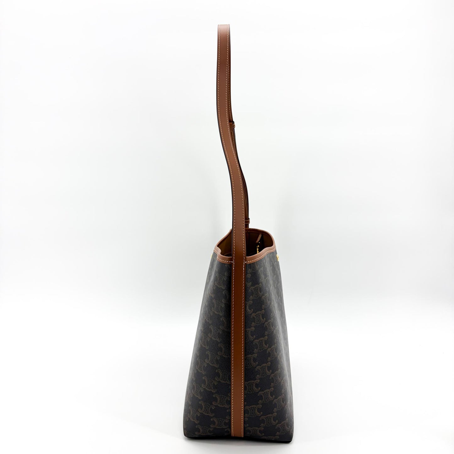 Celine Medium Bucket Bag Triomphe Canvas and Calfskin Tan