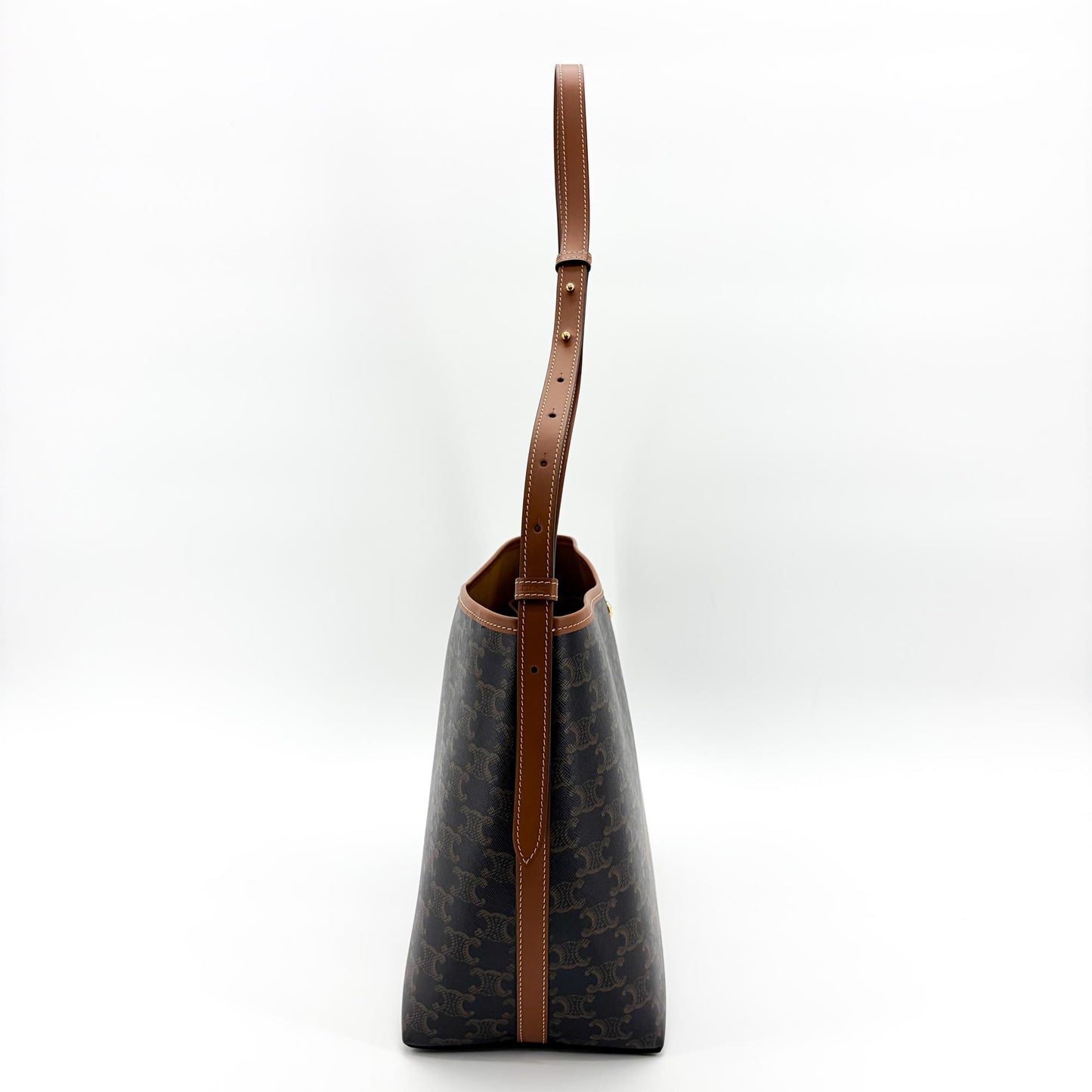 Celine Medium Bucket Bag Triomphe Canvas and Calfskin Tan