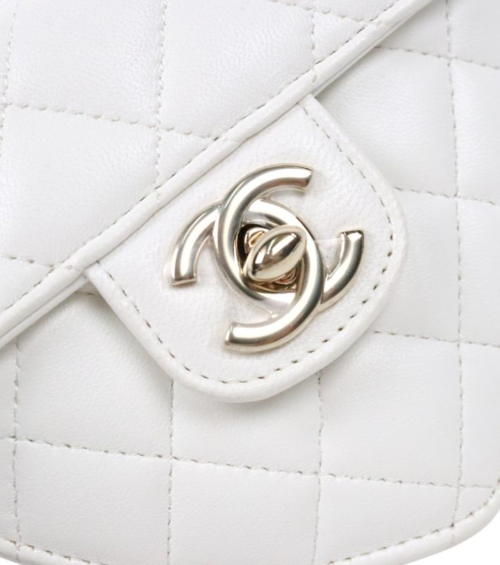 Chanel White Lambskin Heart Mini Crossbody Bag