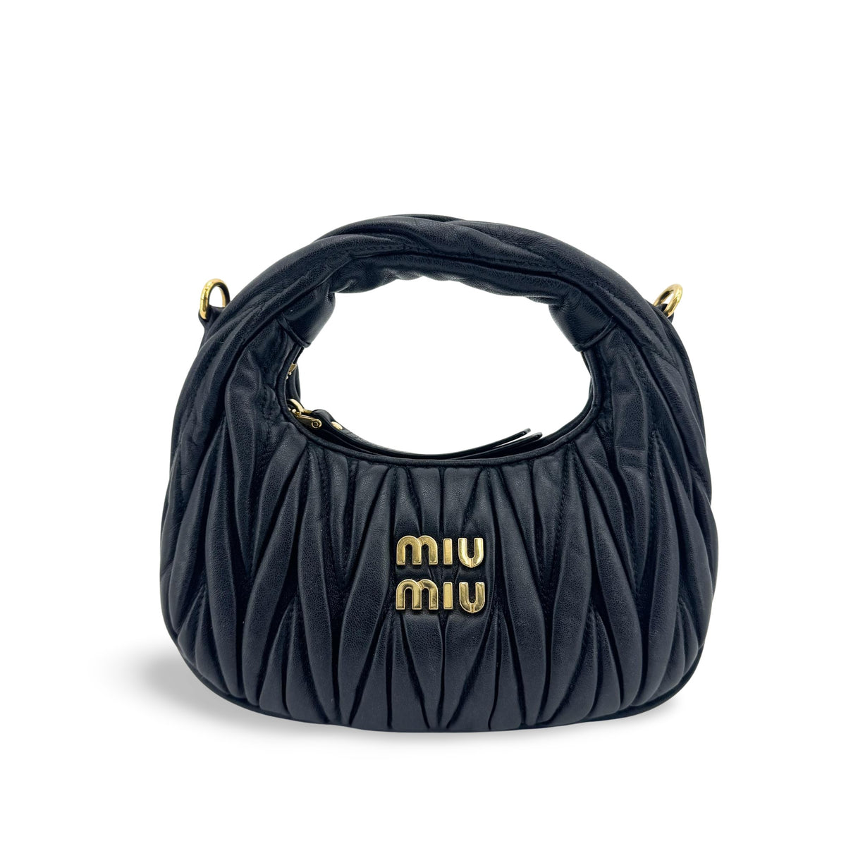 Miu Miu Matelassé Napa Leather Miu Wander Mini Bag Black