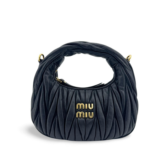 Miu Miu Matelassé Napa Leather Miu Wander Mini Bag Black