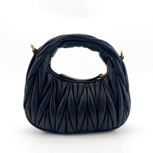 Miu Miu Matelassé Napa Leather Miu Wander Mini Bag Black