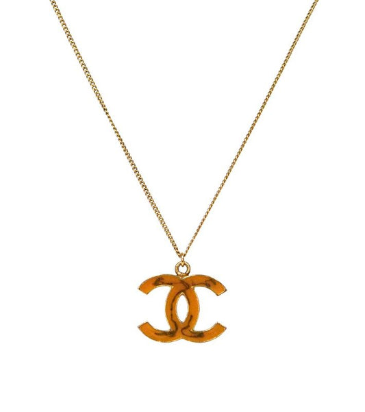 Chanel Orange CC Gold Necklace