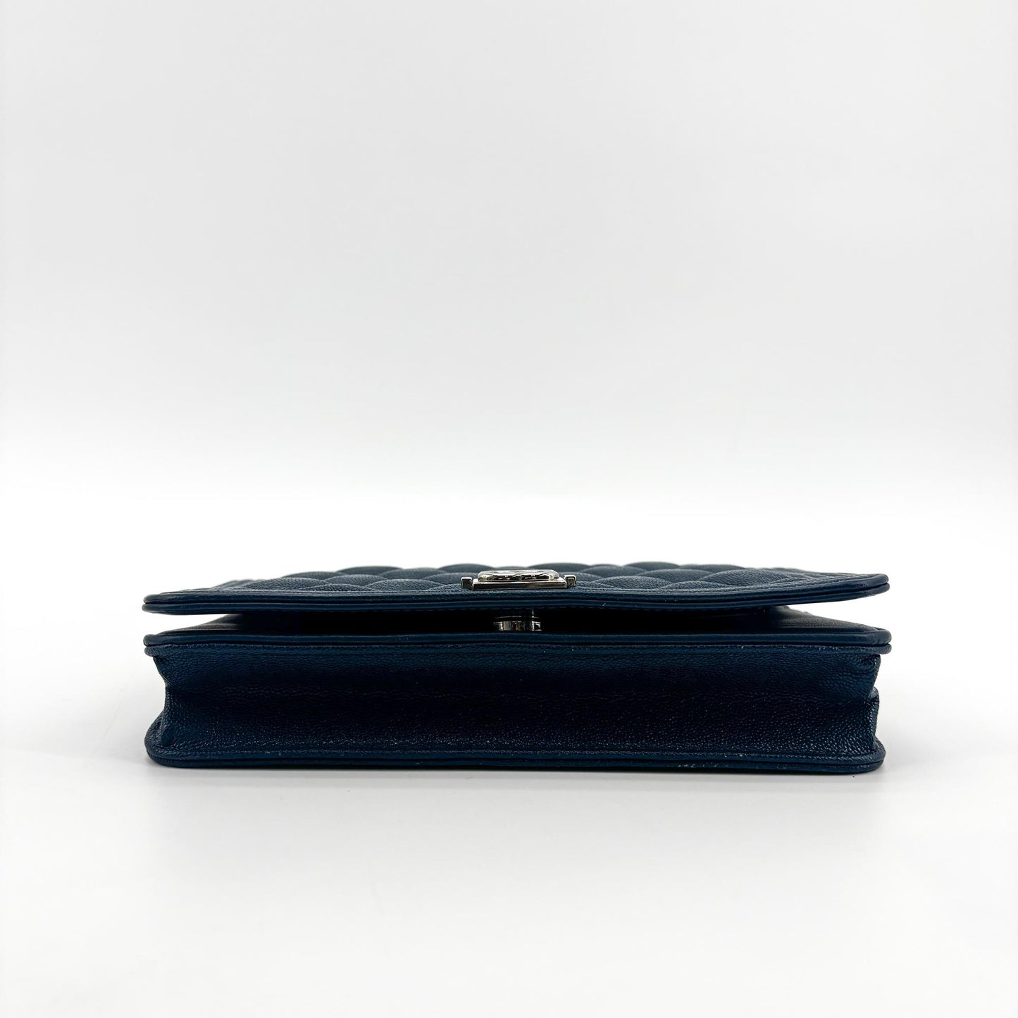 Chanel Boy Wallet on Chain Caviar Silver Hardware Navy