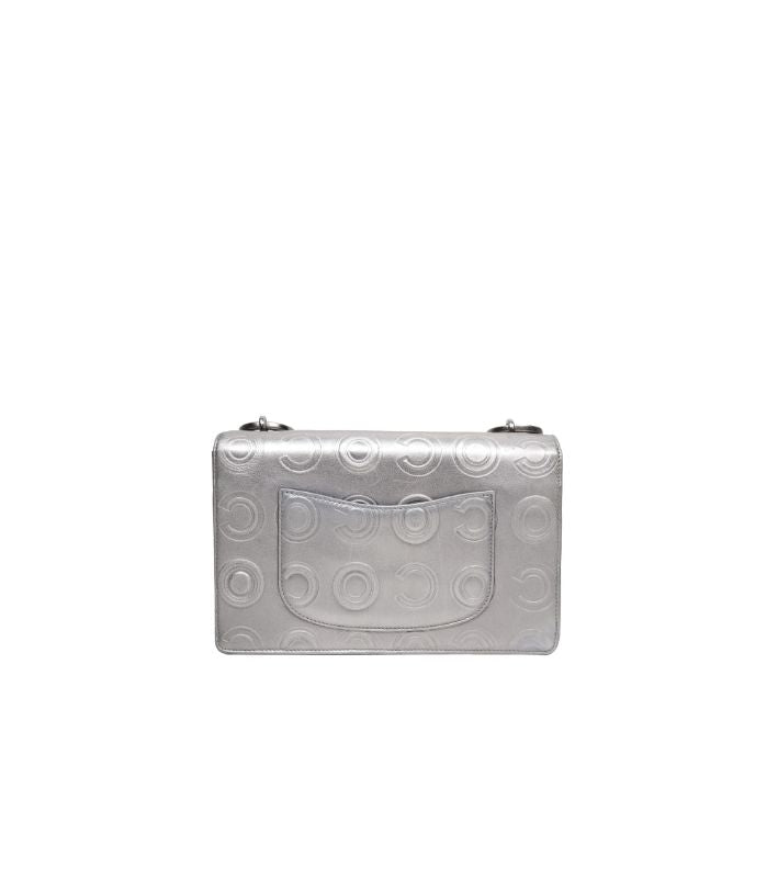 Chanel Silver CC Embossed Chain Shoulder Bag