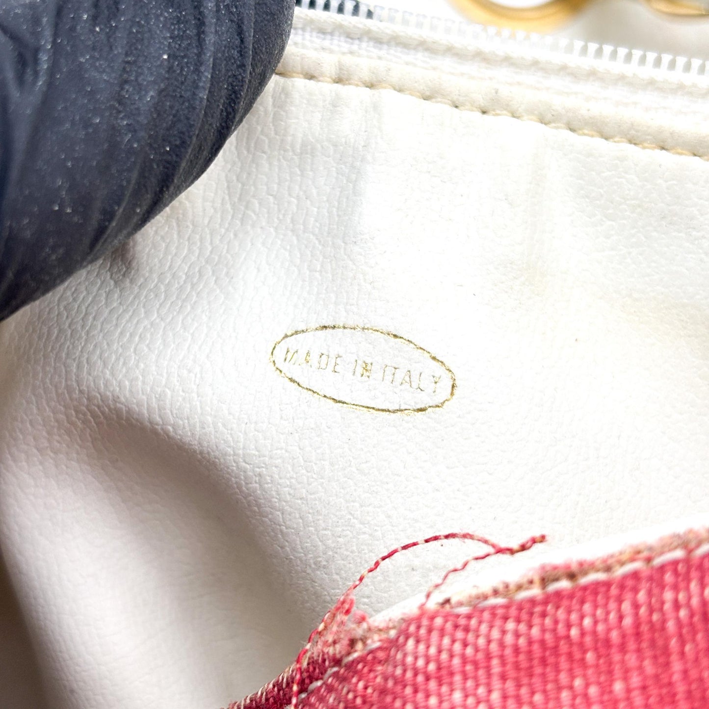 Chanel canvas print chain drawstring bag
