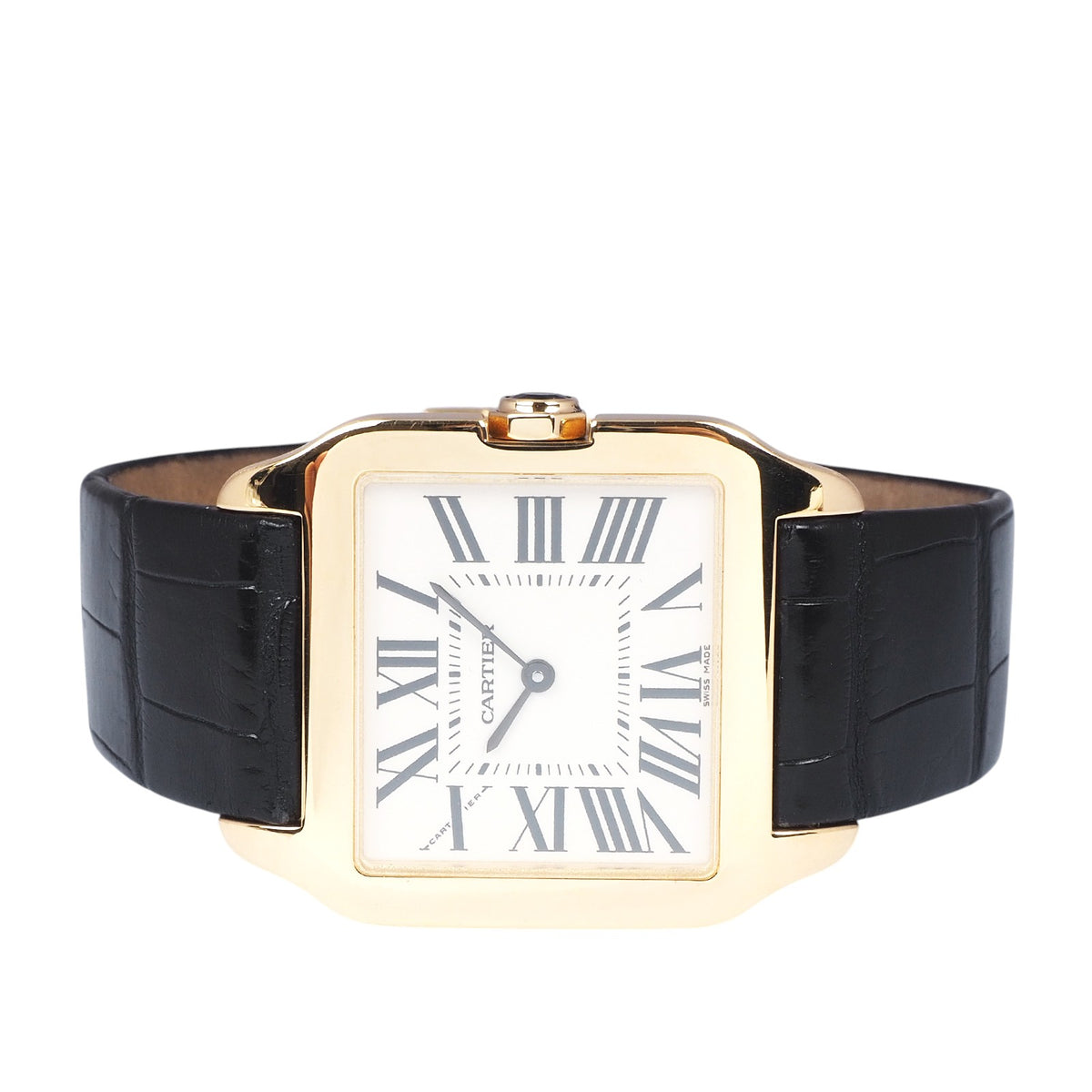 Cartier W2009351 Yellow Gold Santos-Dumont Quartz Leather Band Watch