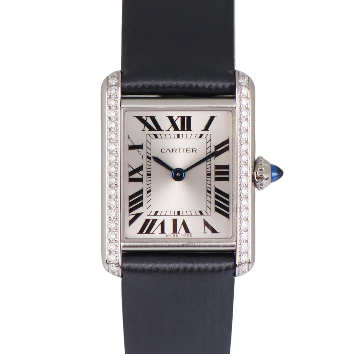 Cartier W4TA0031 Tank Must Diamond Quartz Small Leather Band Watch