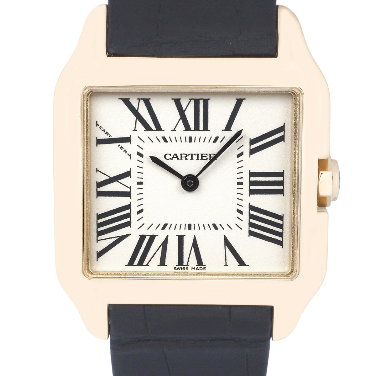 Cartier W2009351 Yellow Gold Santos-Dumont Quartz Leather Band Watch