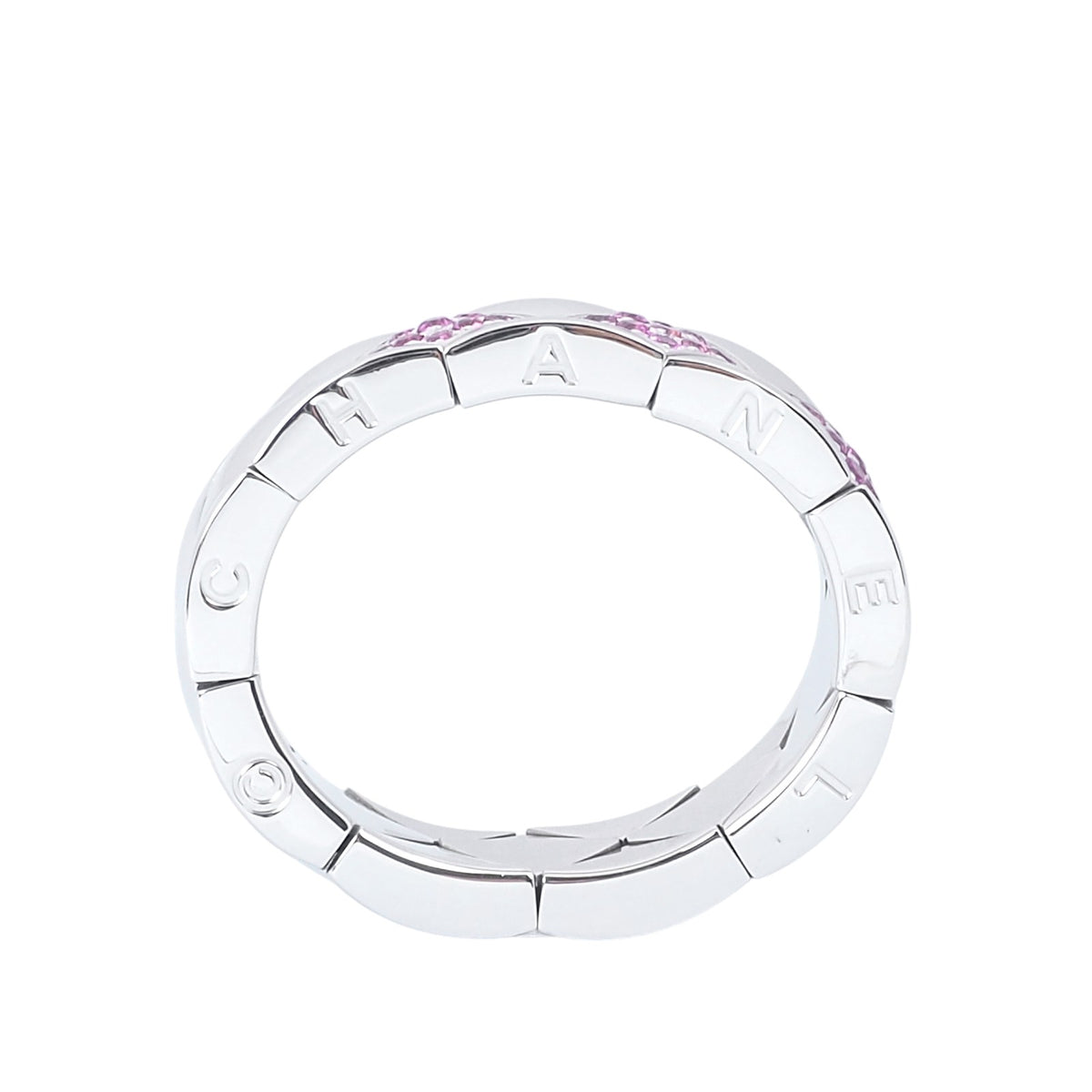Chanel White Gold Matelassé Pink Sapphire Ring