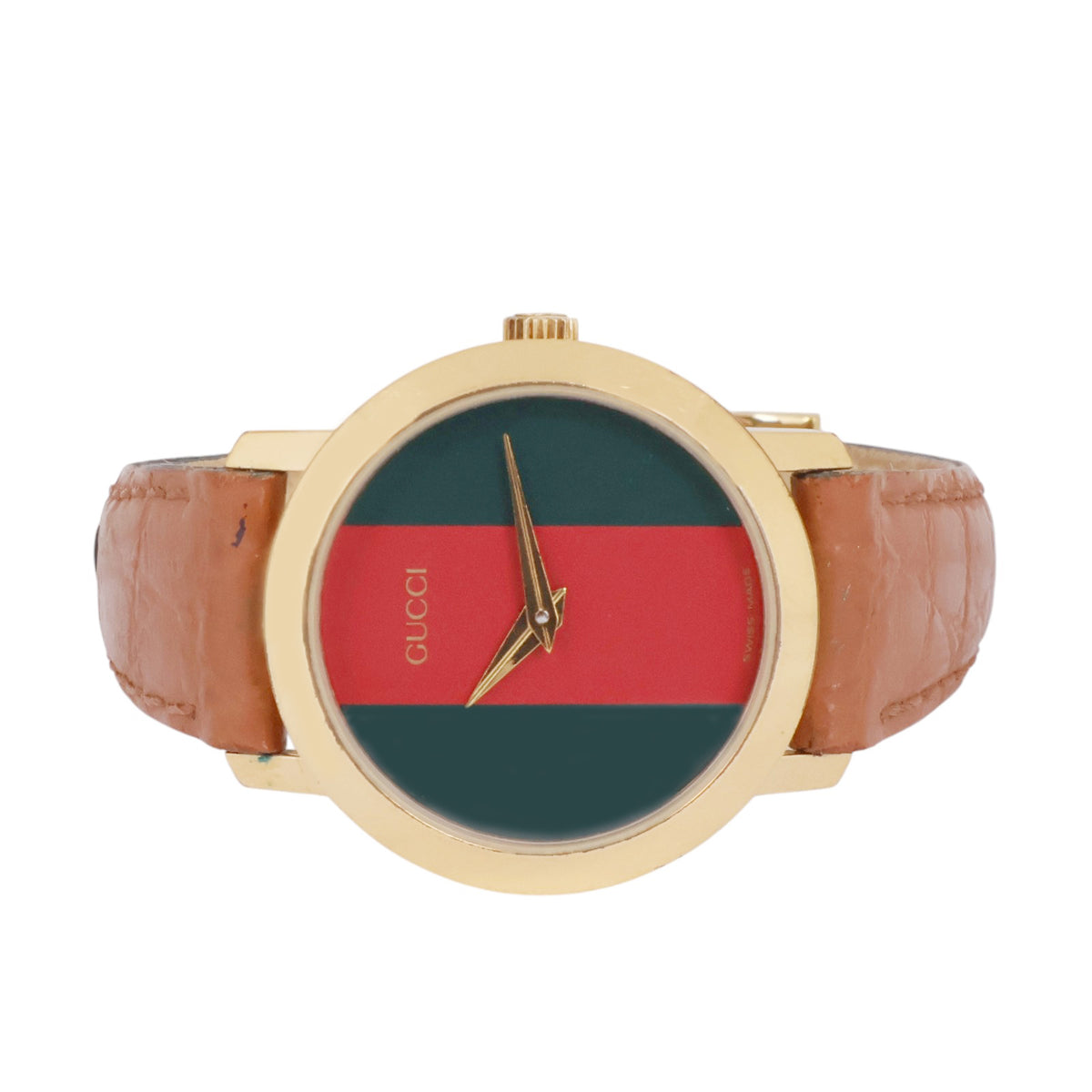 Gucci 2200L Gold Quartz Leather Band Watch