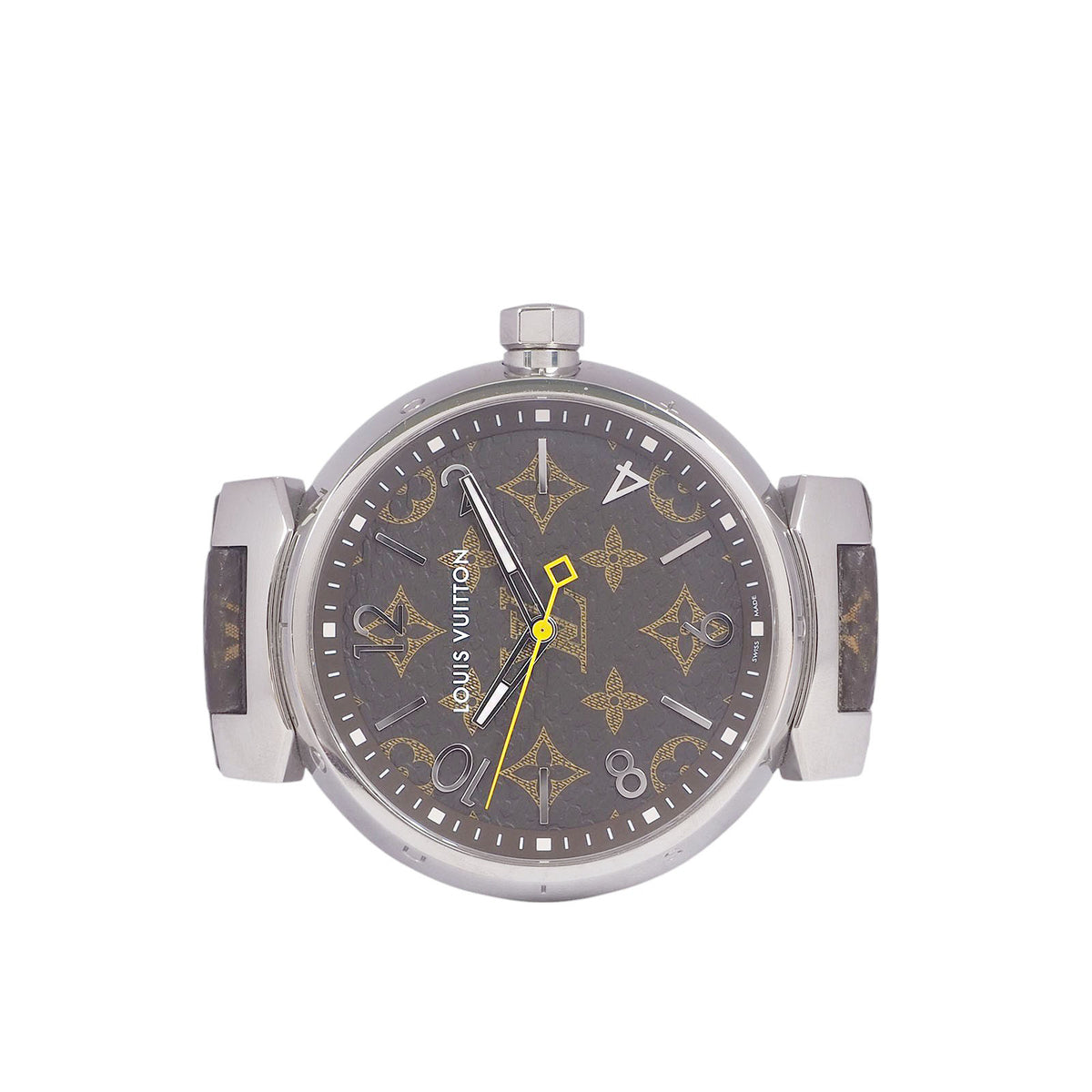 Louis Vuitton QA072Z Tambour Quartz Leather Band Watch