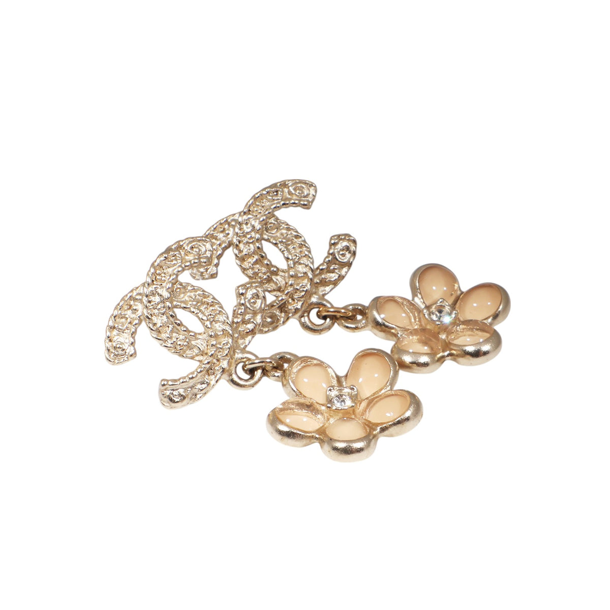 Chanel CC Logo Camellia Earrings