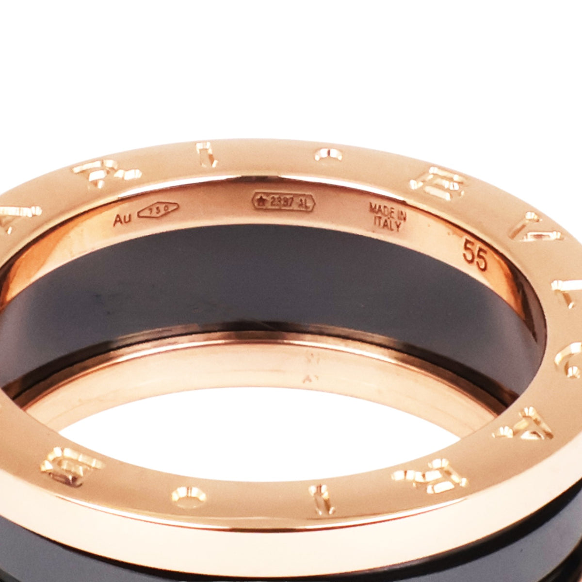 Bulgari 347049 Rose Gold B.Zero1 Ceramic 2-Band Ring