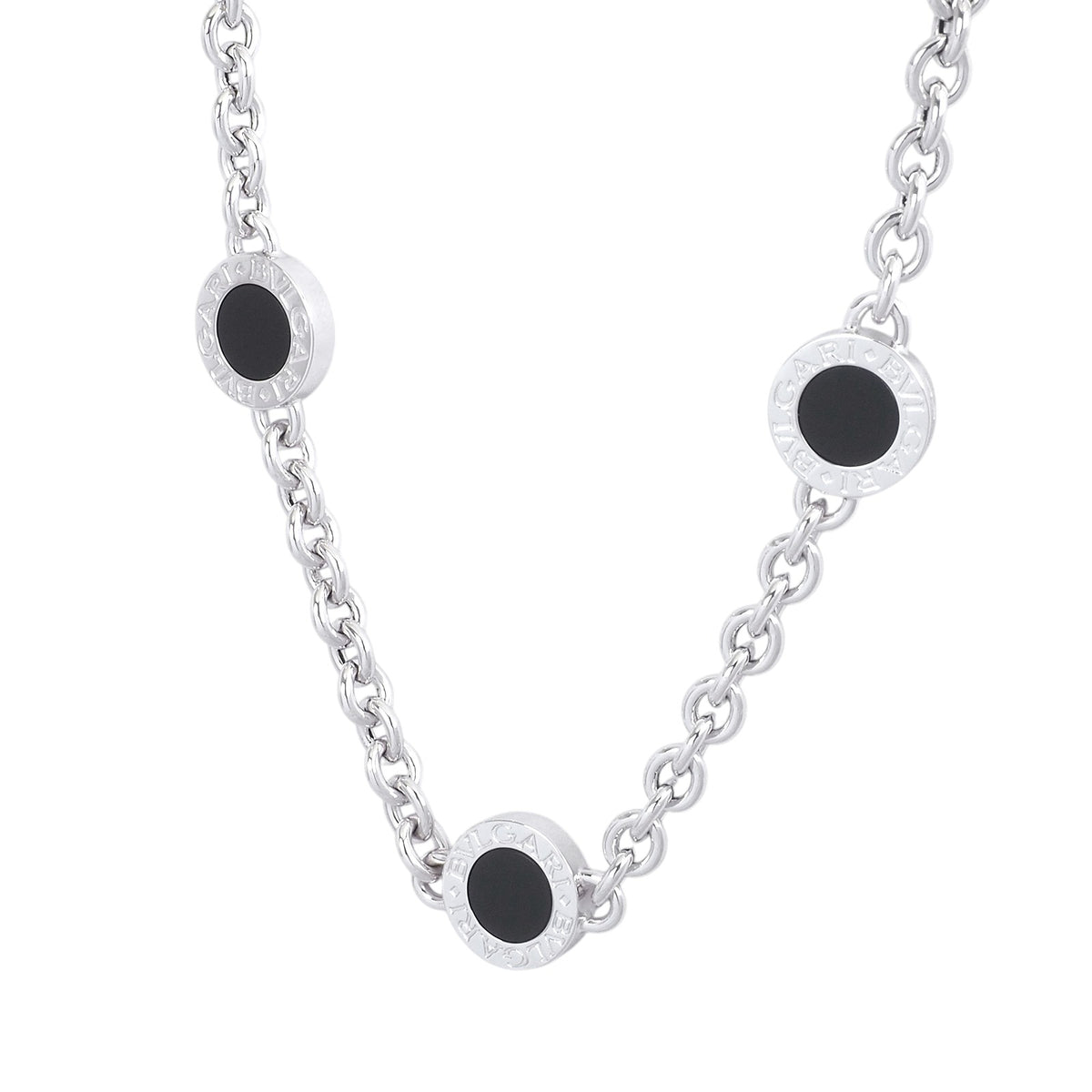 Bulgari White Gold BB Onyx Necklace