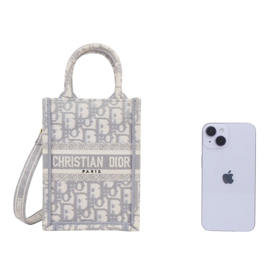Dior S5555CRIW Book Tote Mini Phone Holder Crossbody Bag
