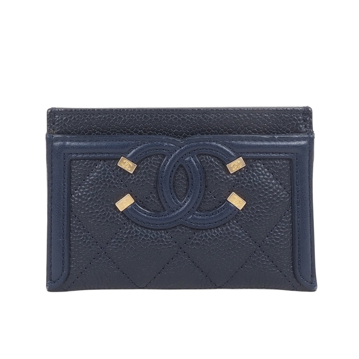 Chanel A81457 Caviar Filigree Card Holder