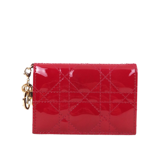 Dior S0011OVR Patent Cannage Card Holder