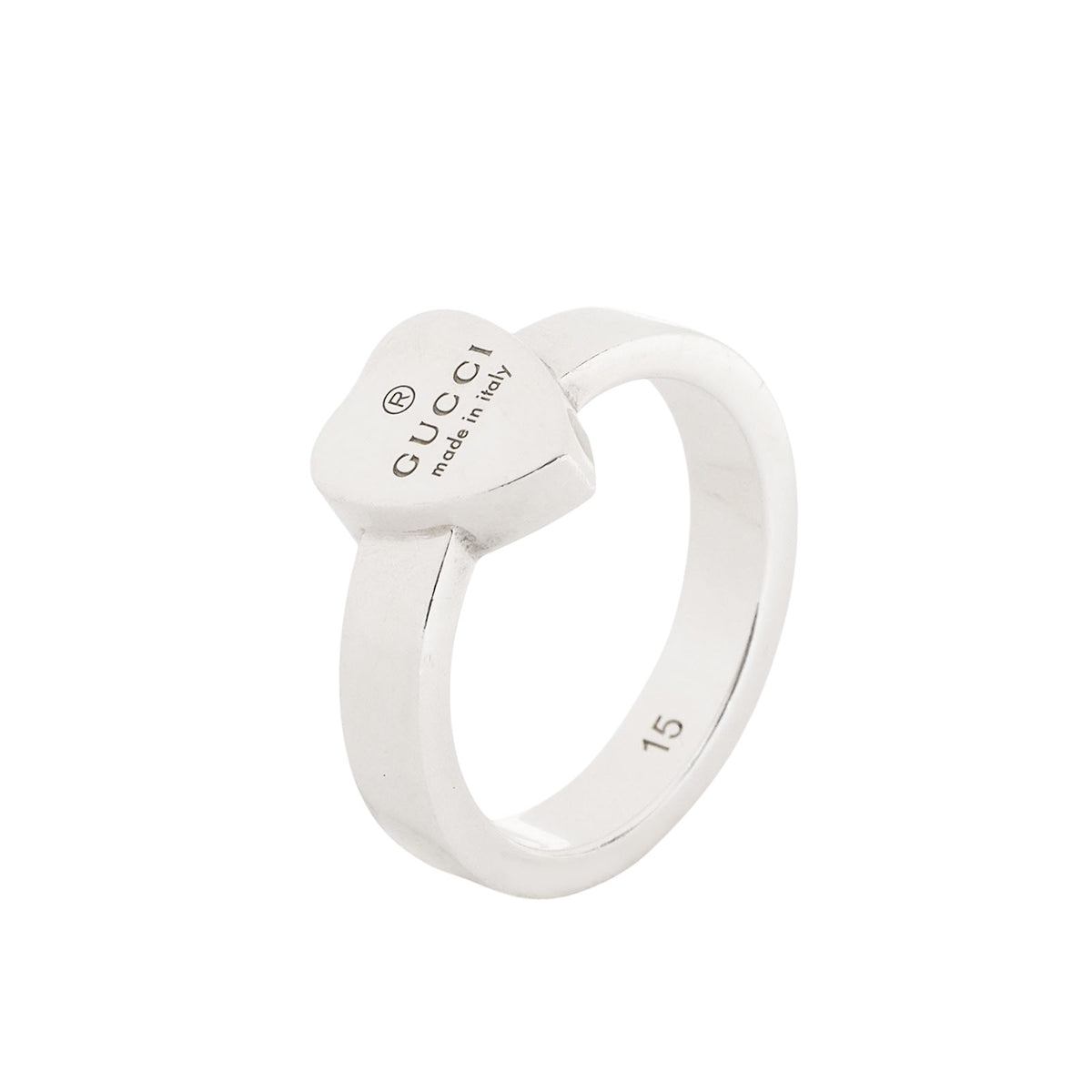 Gucci 223867 Silver Trademark Heart Pendant Ring