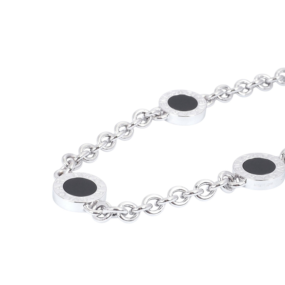 Bulgari White Gold BB Onyx Necklace