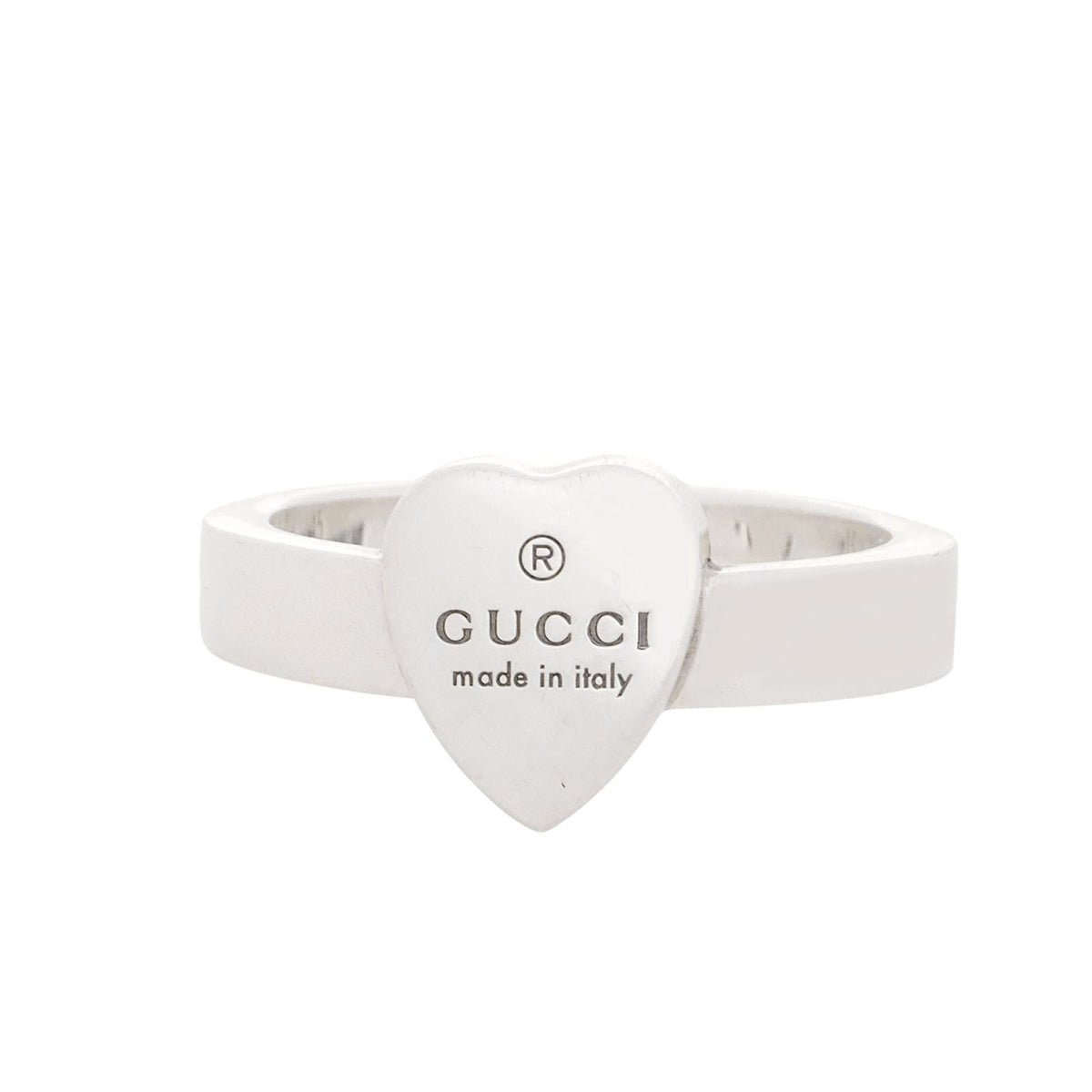 Gucci 223867 Silver Trademark Heart Pendant Ring