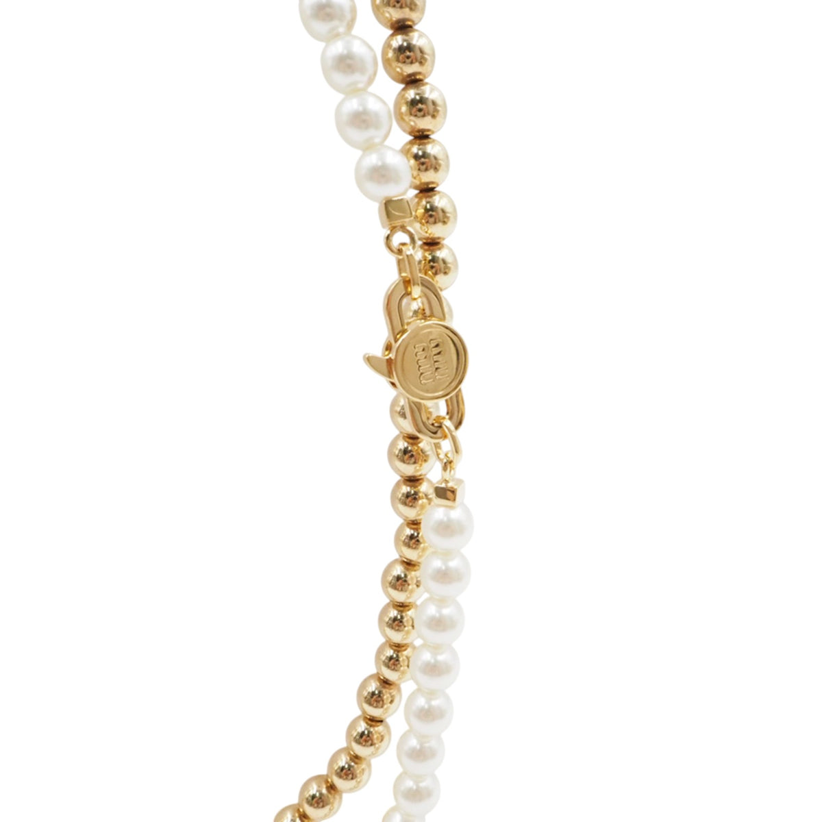 Miu Miu 5JC975 Metal Pearl Necklace