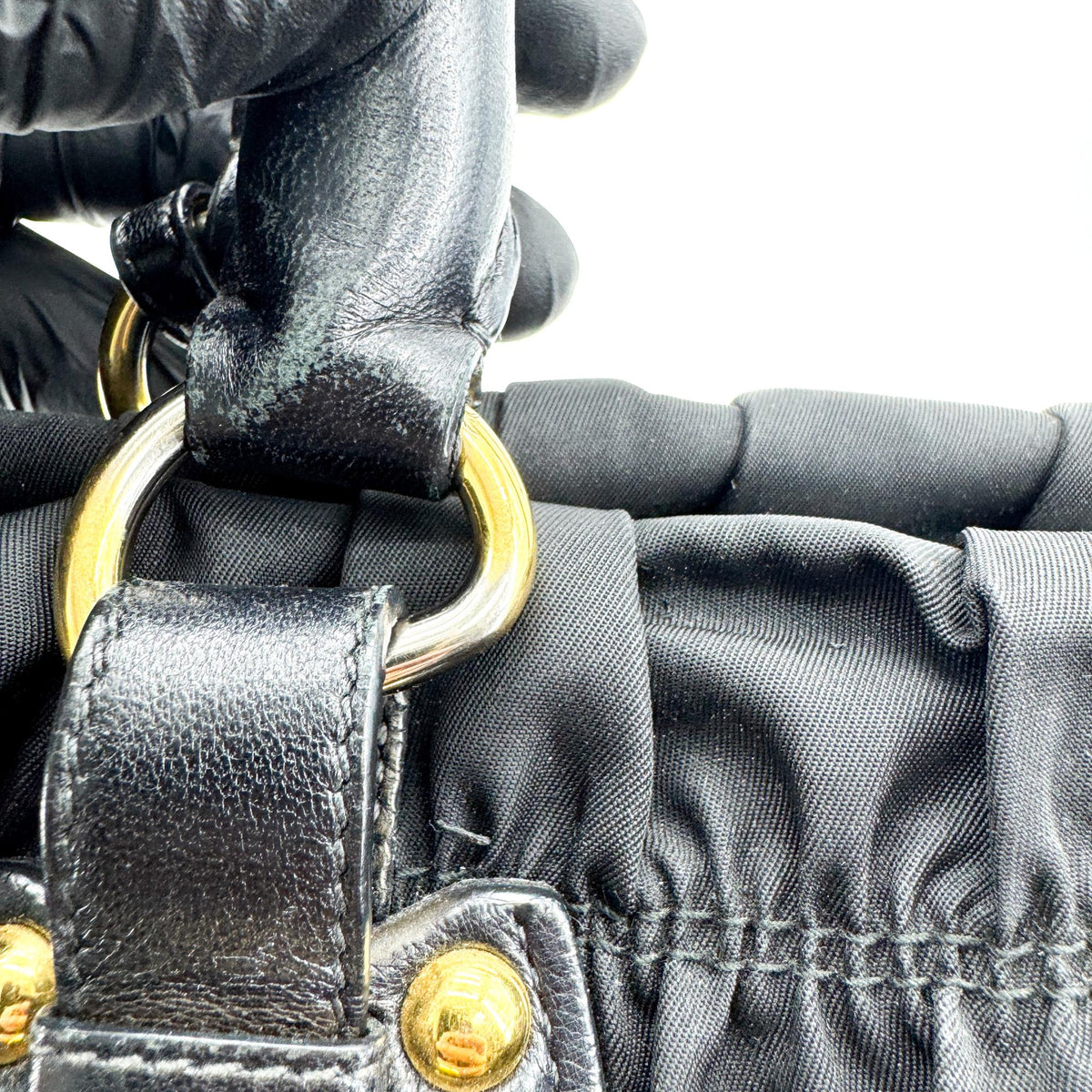 Prada Tessuto Gaufre Tote Bag Black with Gold Hardware