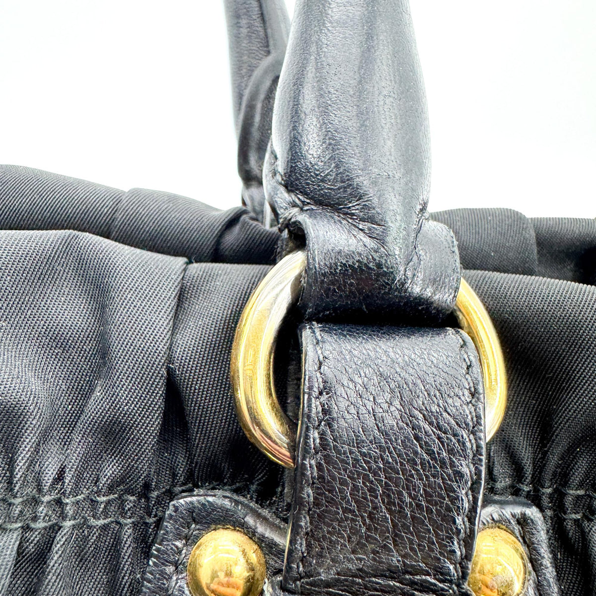 Prada Tessuto Gaufre Tote Bag Black with Gold Hardware