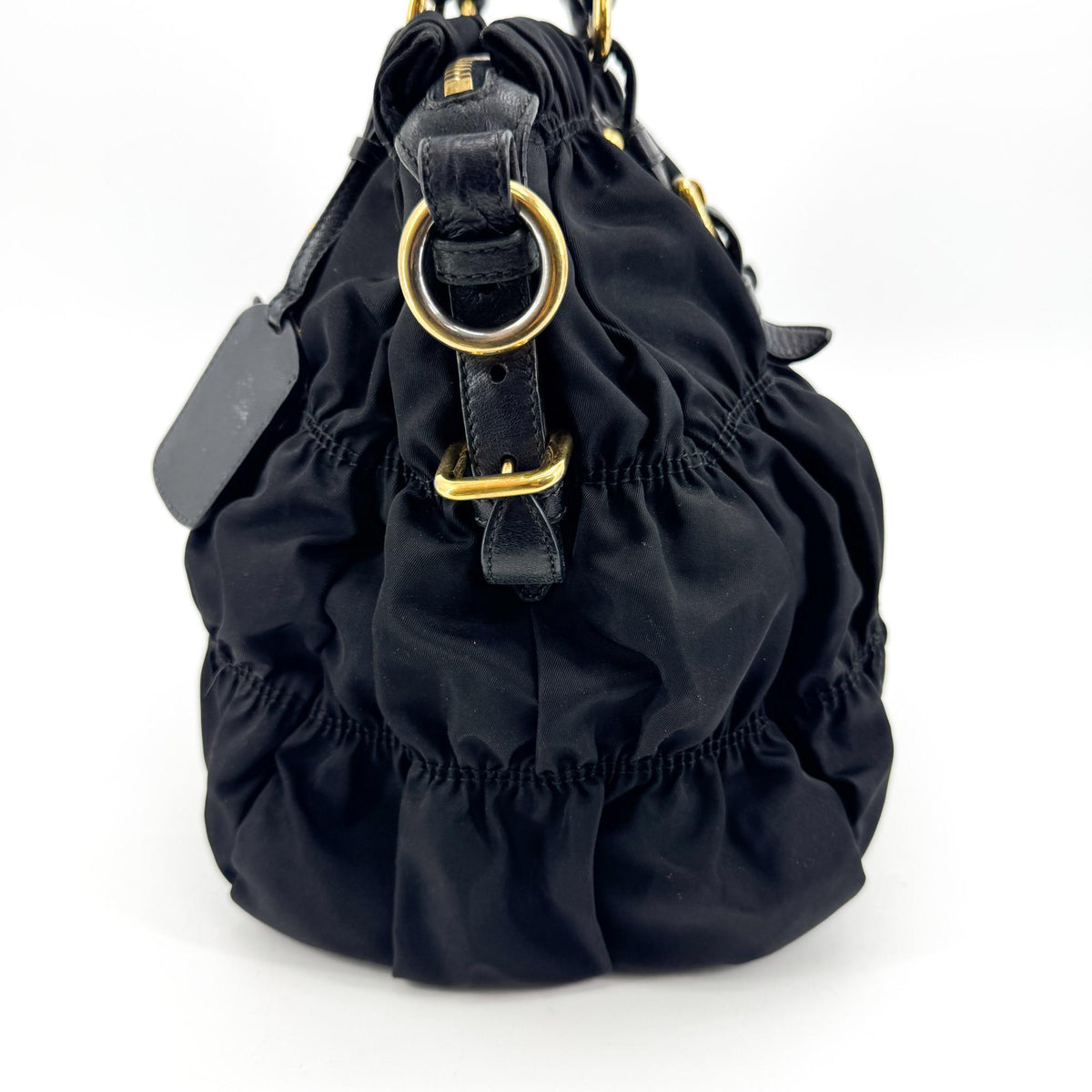 Prada Tessuto Gaufre Tote Bag Black with Gold Hardware