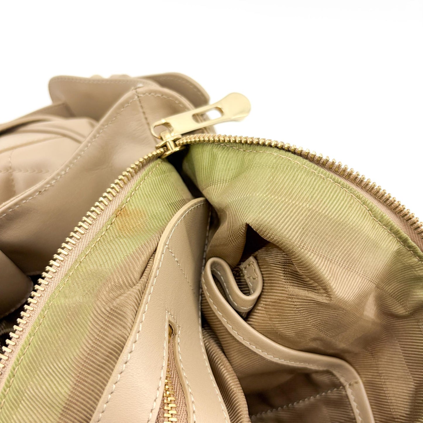 Burberry Quilted Lambskin Leather Buckle Hobo Bag Taupe