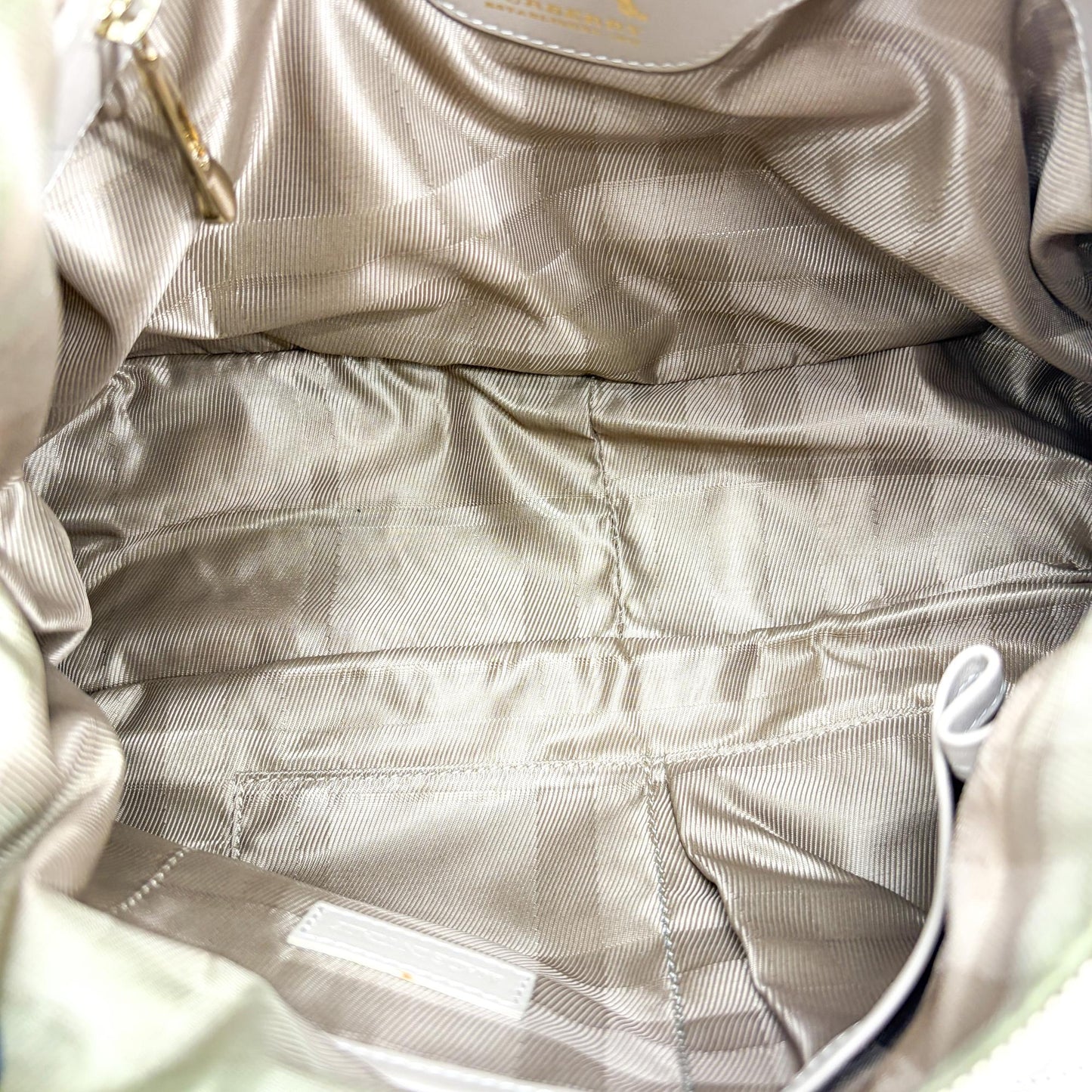 Burberry Quilted Lambskin Leather Buckle Hobo Bag Taupe
