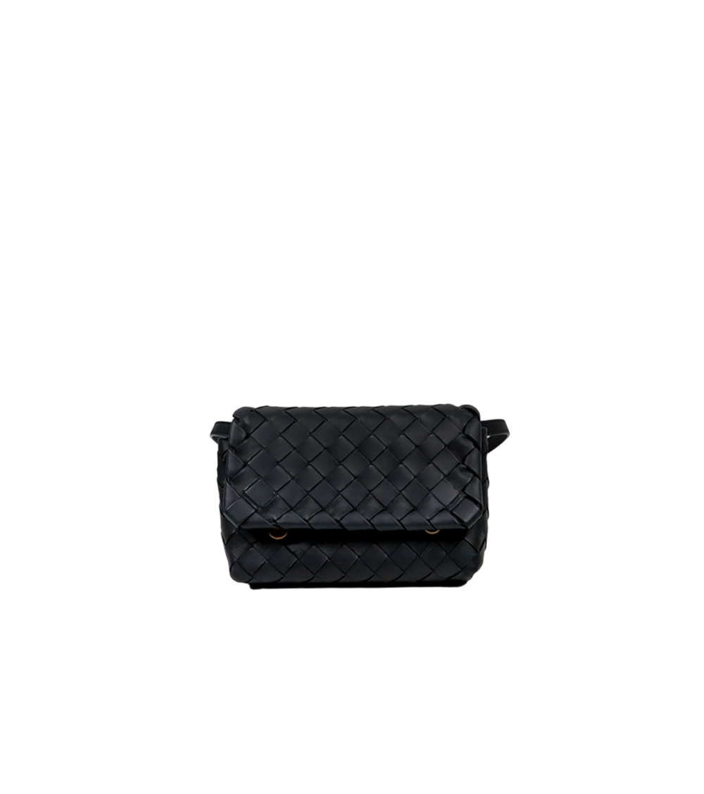 Bottega Veneta Black Mini Intrecciato Crossbody Bag
