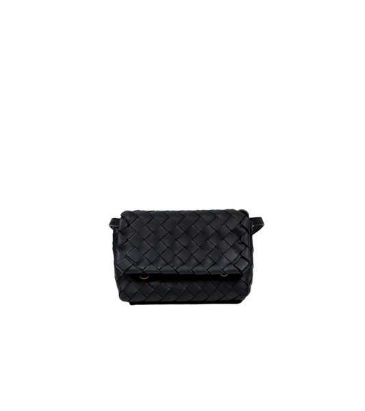 Bottega Veneta Black Mini Intrecciato Crossbody Bag