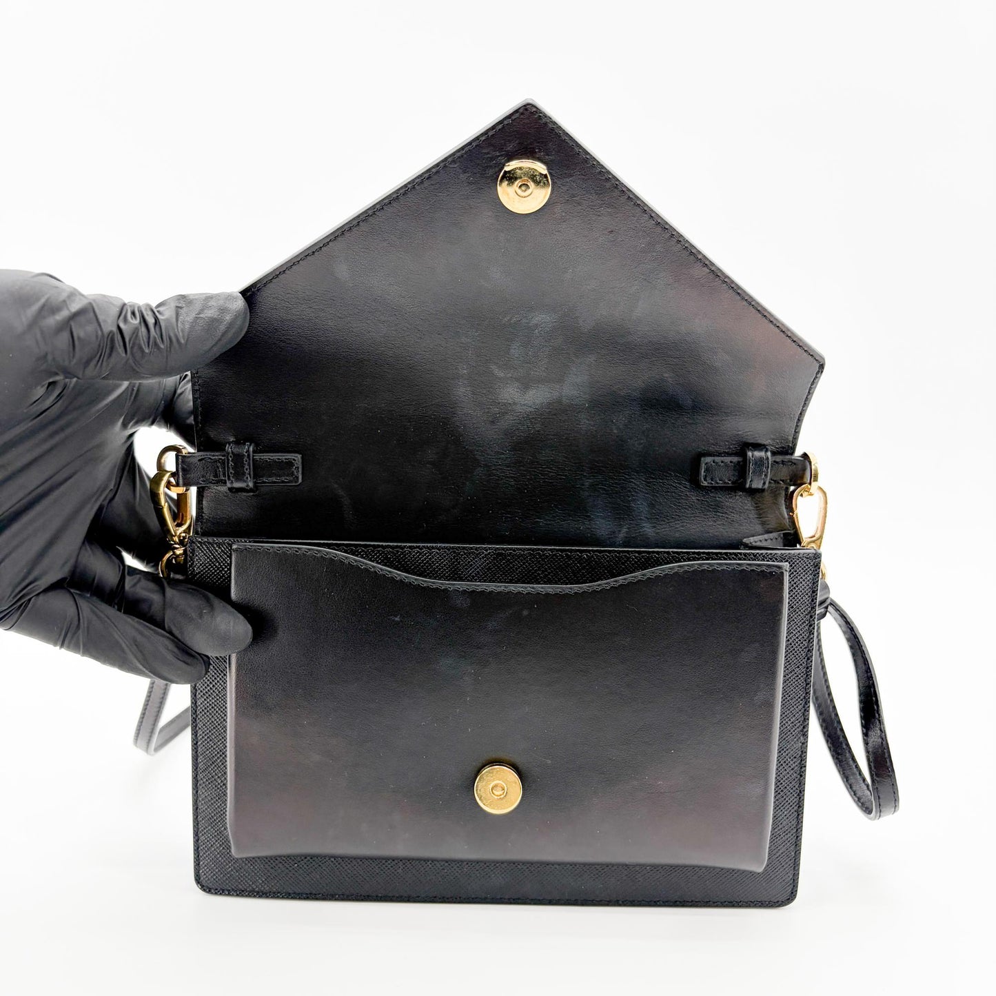 Prada Saffiano Soft Calf Envelope Clutch Black