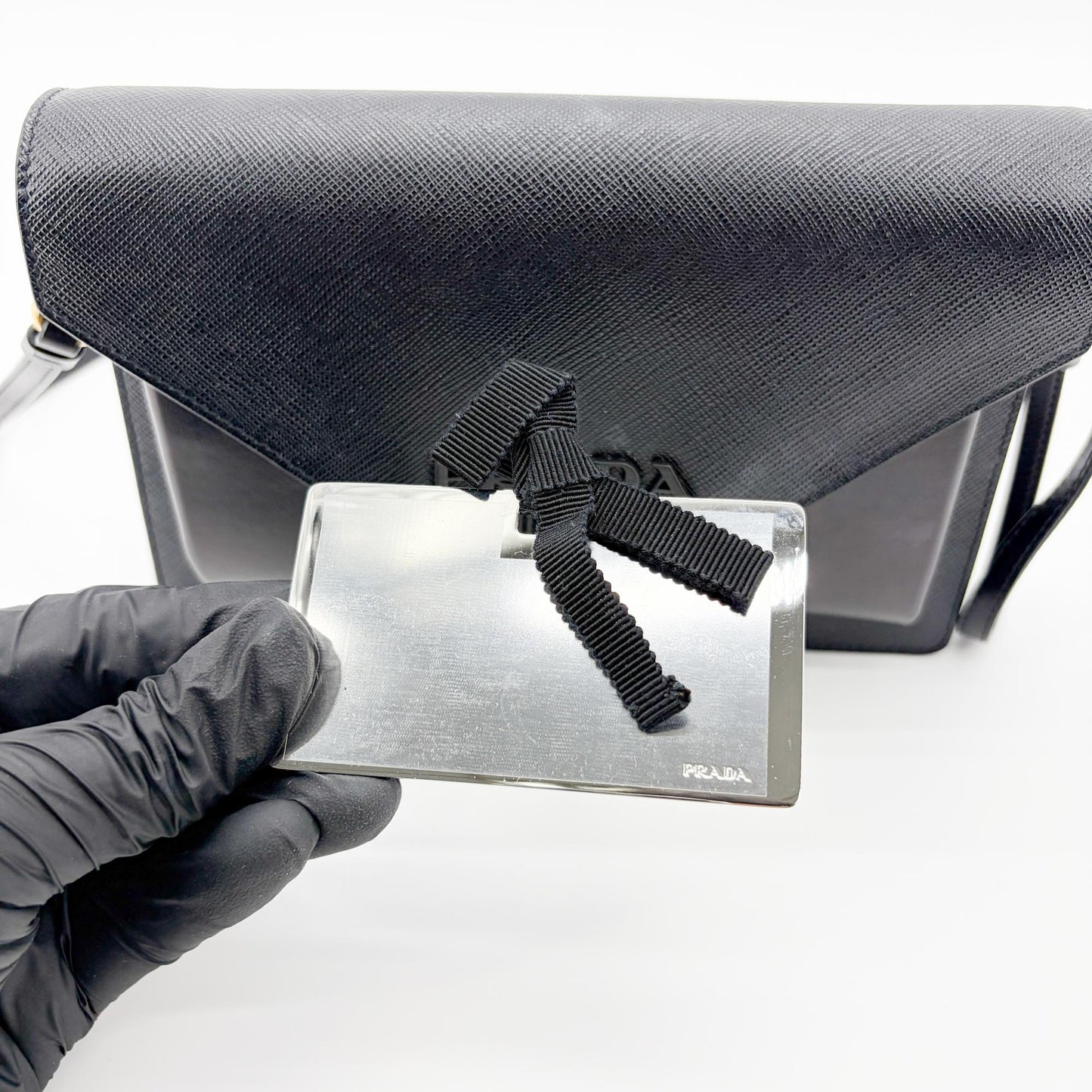 Prada Saffiano Soft Calf Envelope Clutch Black