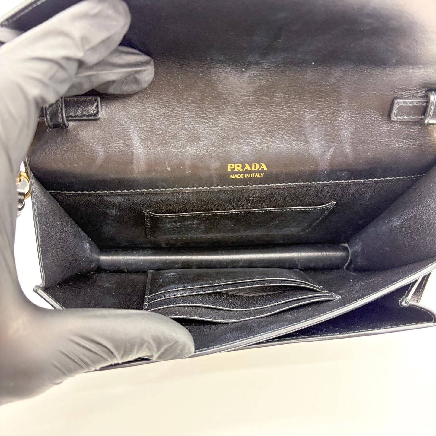 Prada Saffiano Soft Calf Envelope Clutch Black