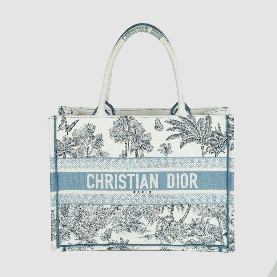 Medium Riviera Palm Embroidered Book Tote Bag 36