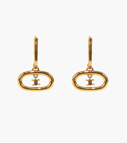 Celine Round Triope Gold Earrings